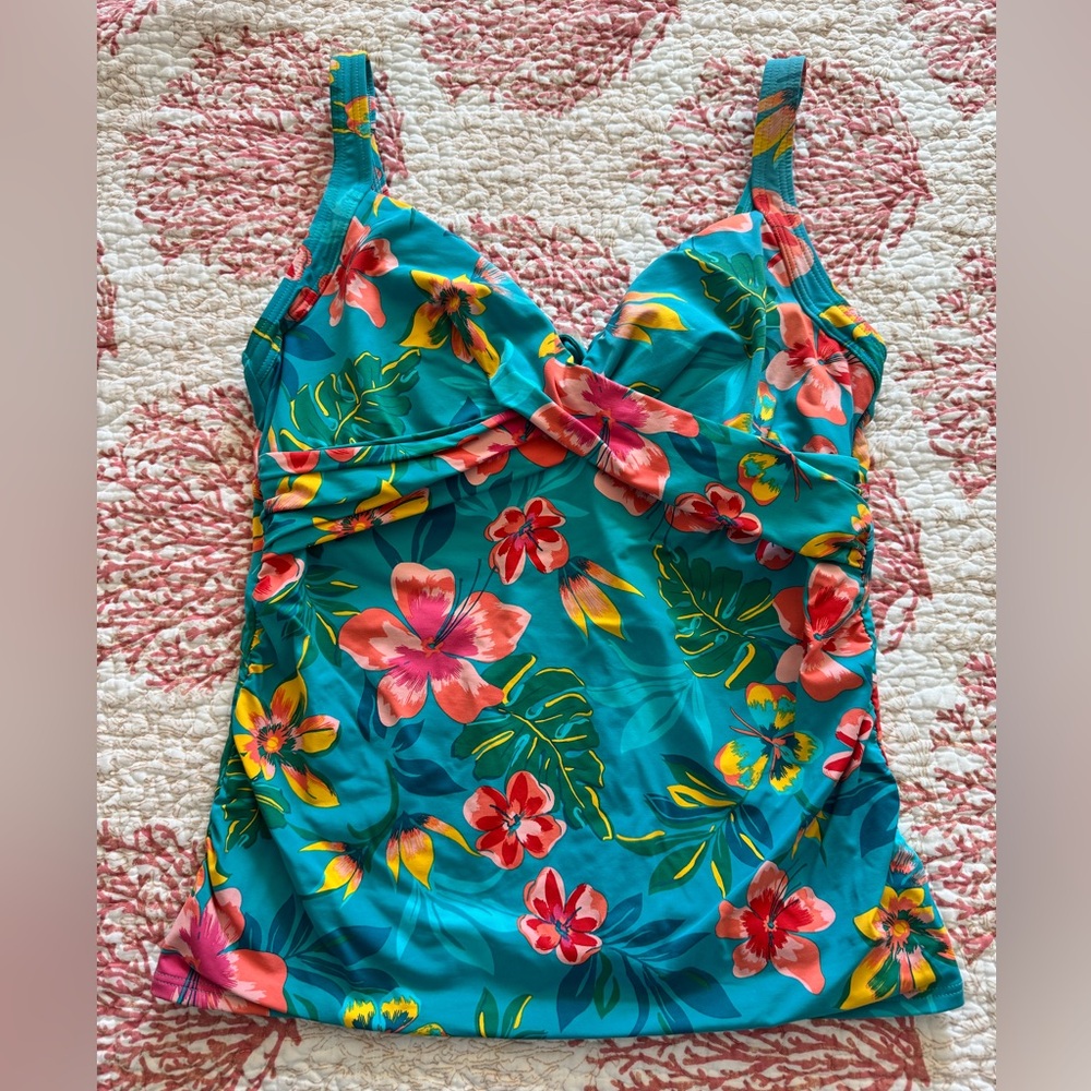 Lands' End Women’s Tankini floral Teal and Pink